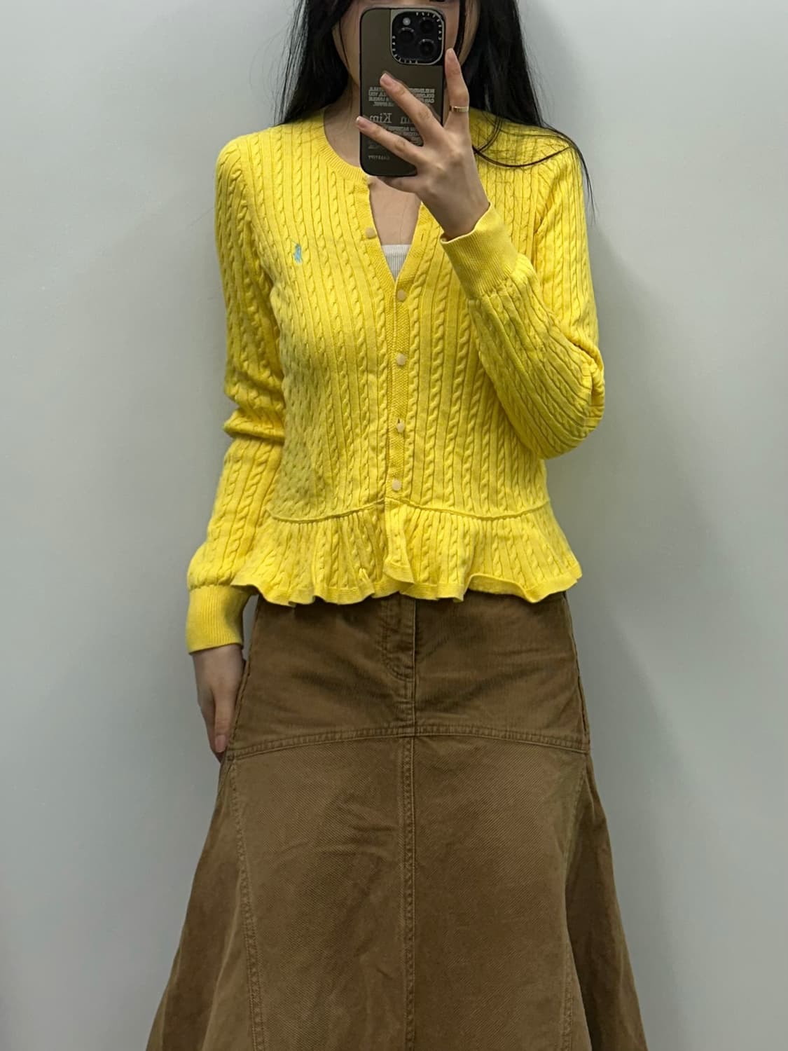 폴로 랄프로렌 프릴 옐로우 꽈배기 니트 가디건 상품이미지1