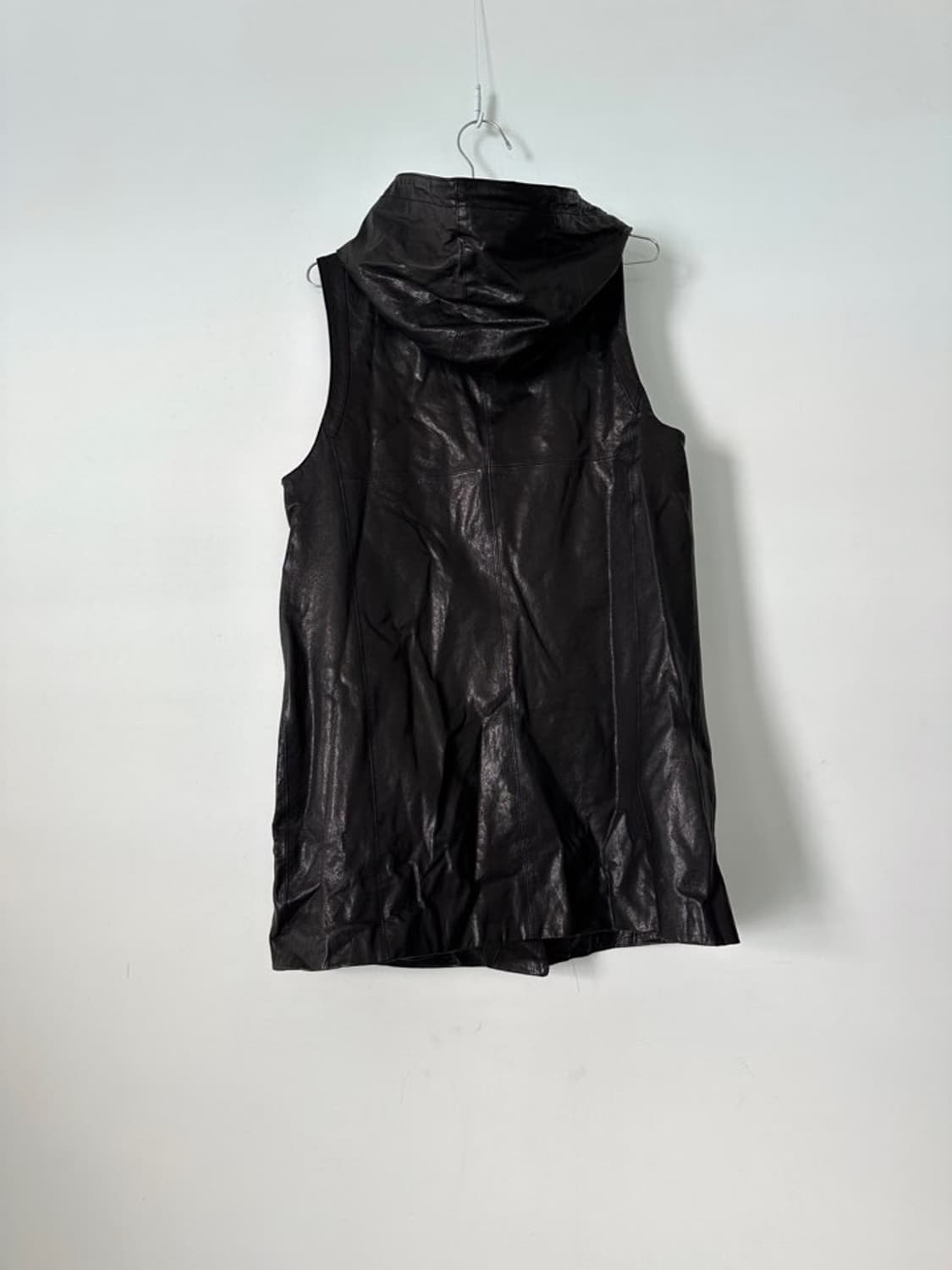 Hoody vest leather jacket / black 상품이미지7