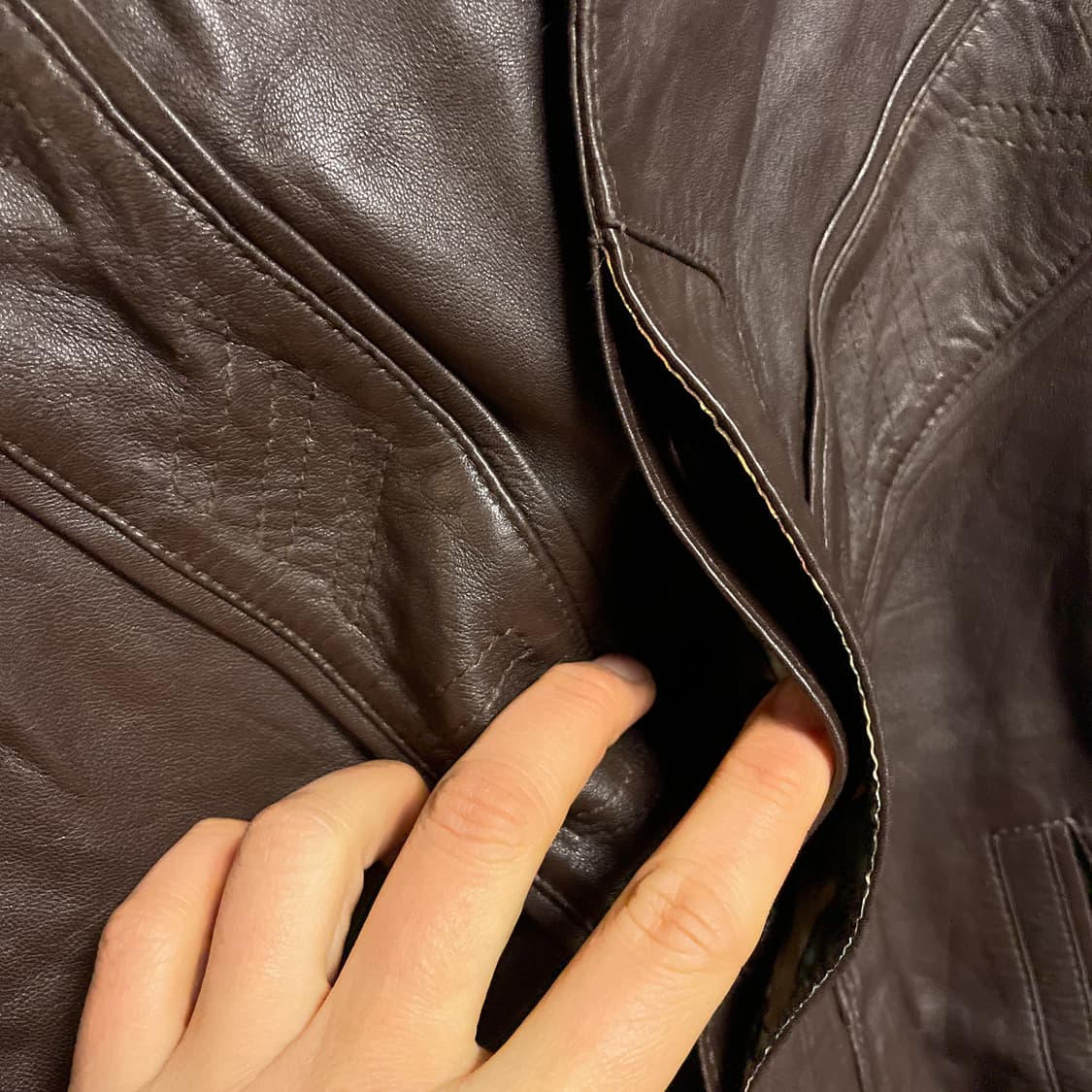 리차드 펠 빈티지 가죽 봄버 자켓 다크브라운 상품이미지5