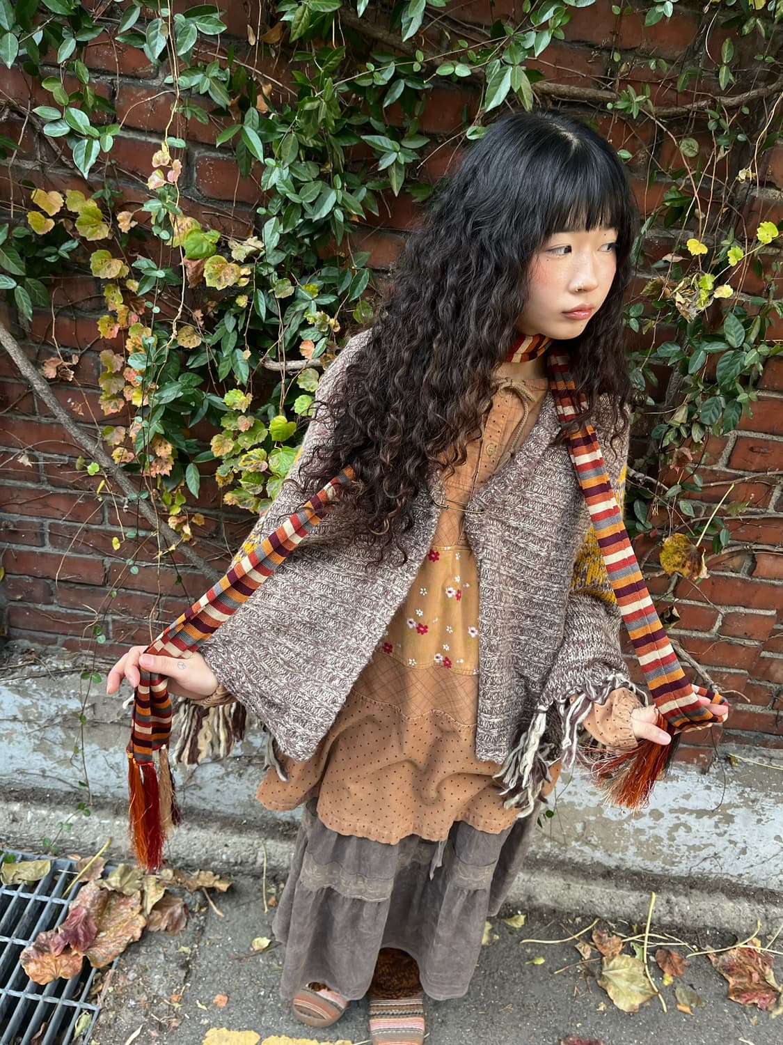 히피무드 니트 케이프 상품이미지2