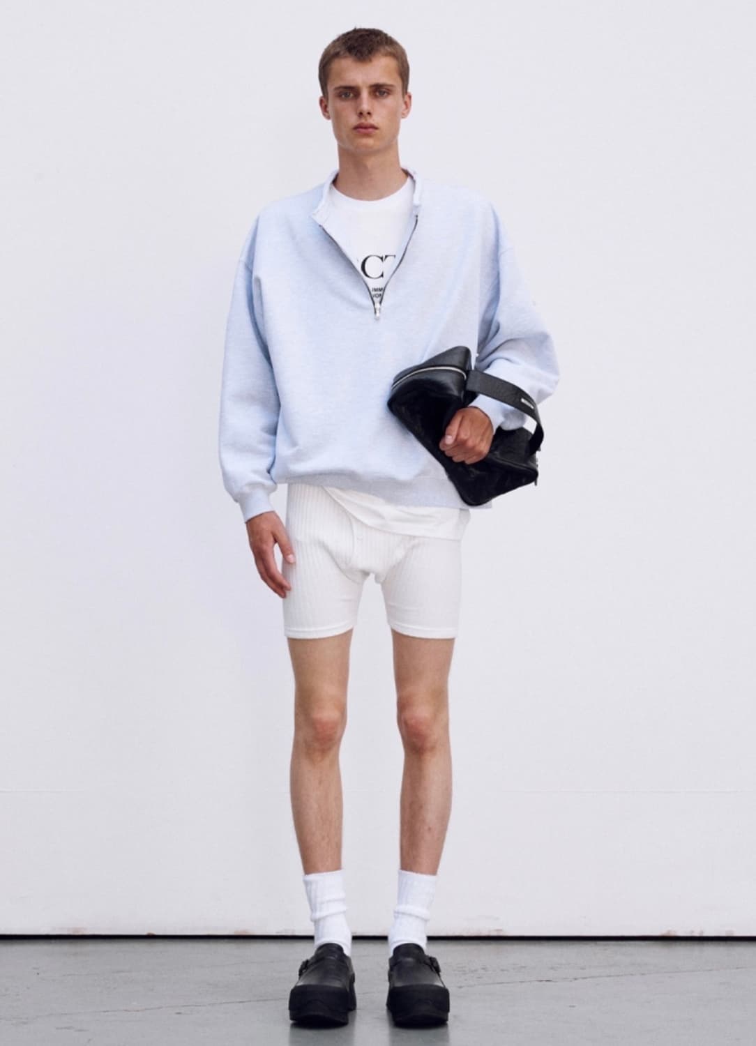 렉토 로우 엣지 카라 스탠드 하프집업 맨투맨 상품이미지3