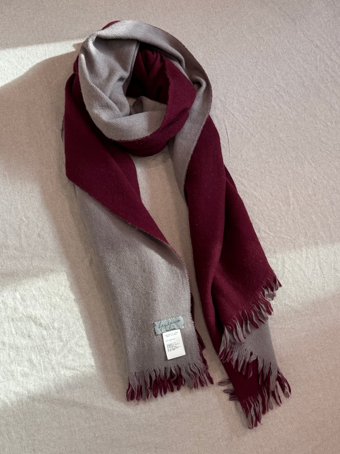 요지야마모토 뿌르옴므 바이컬러 울 머플러 상품이미지2