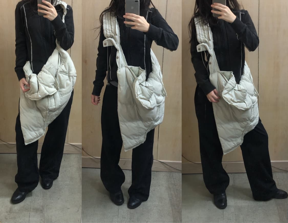 [직수입] 빈티지 핸드메이드 퀼티드 크로스 백 그레이 상품이미지1