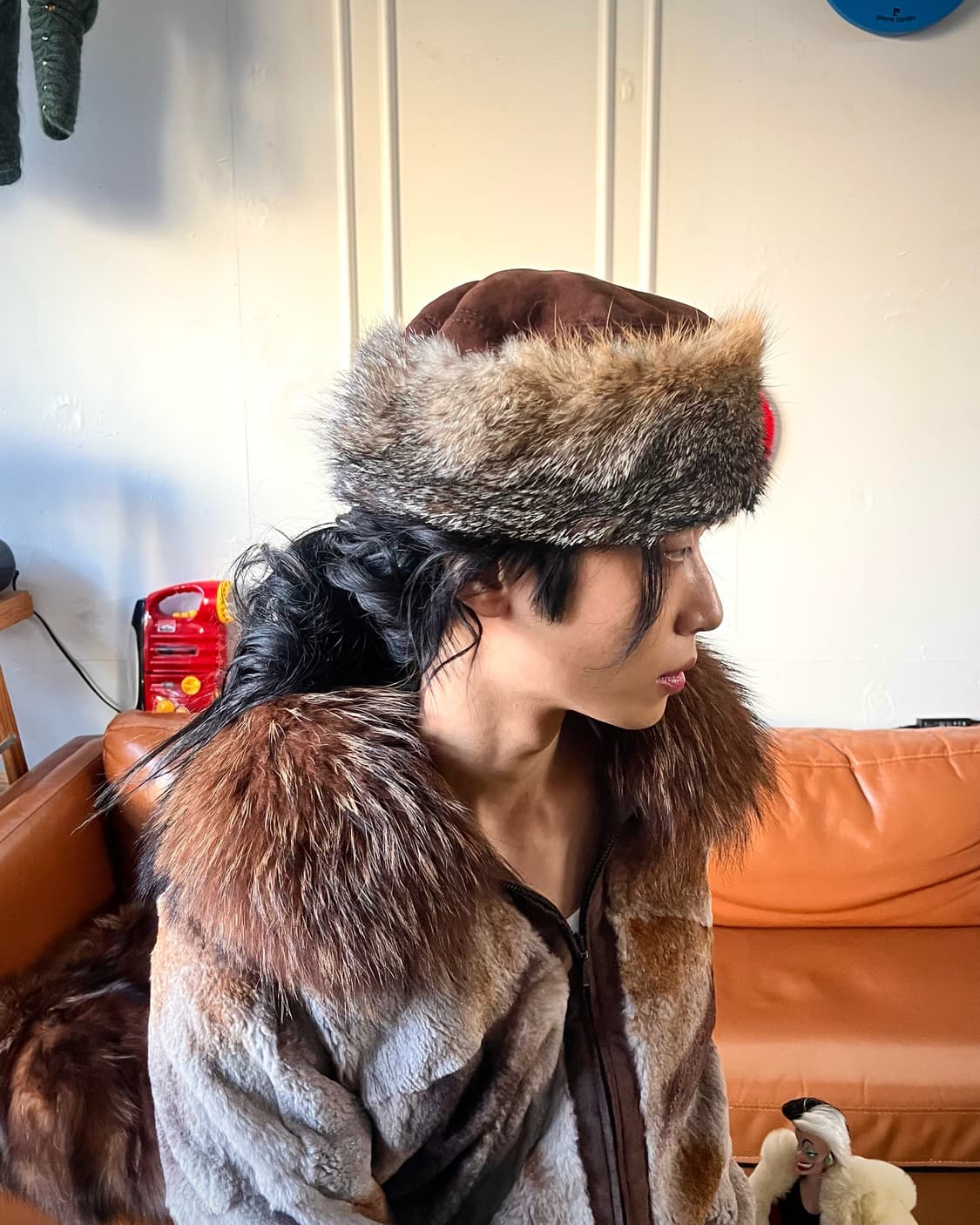 Grevi Itlian Real Fox Fur Leather Hat 상품이미지3