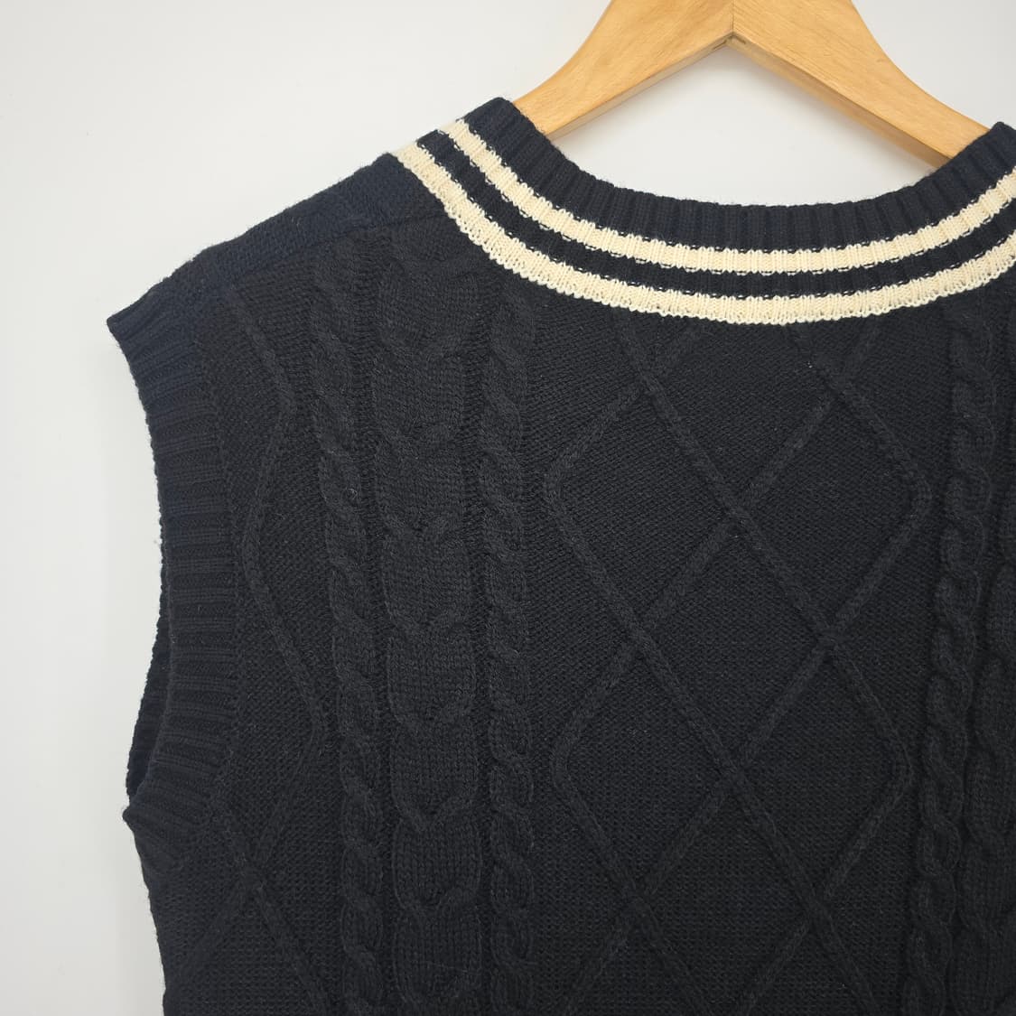 제너럴아이디어 케이블 니트 롱 원피스 블랙 상품이미지6