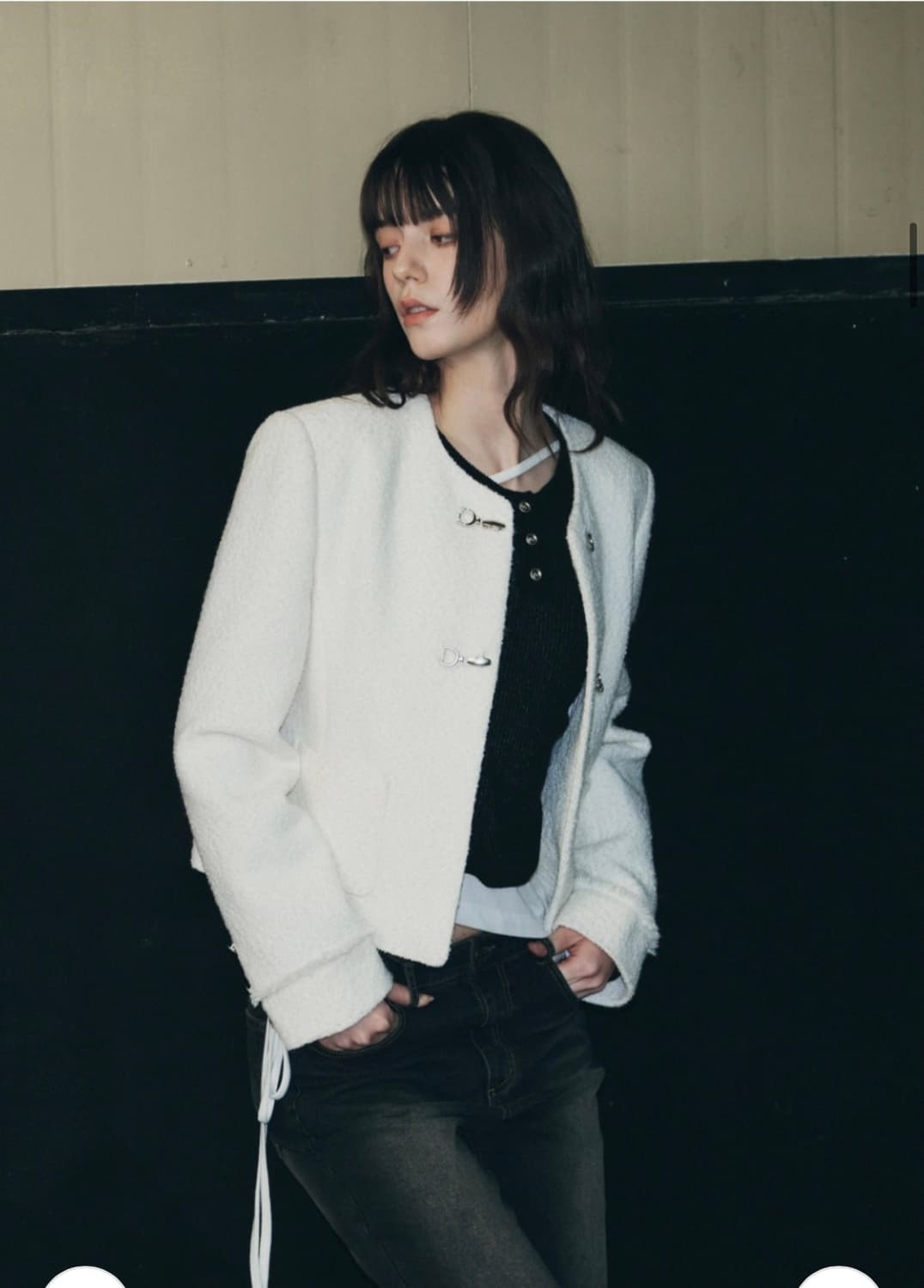 (새상품) 레더리 후크 트위드 자켓 [IVORY] 판매 상품이미지5