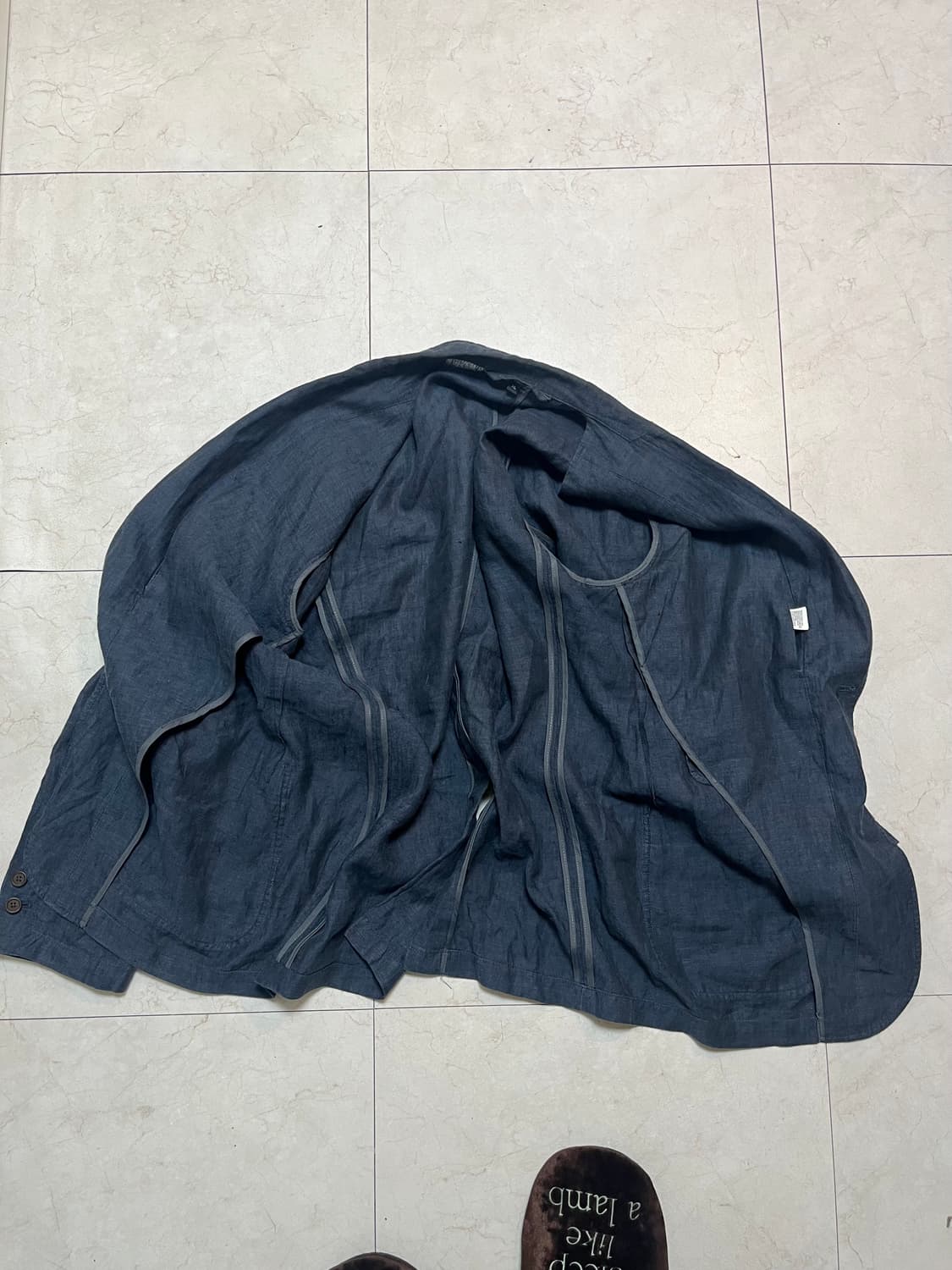 무인양품 더스티 블루 린넨 블레이저 XL 상품이미지4