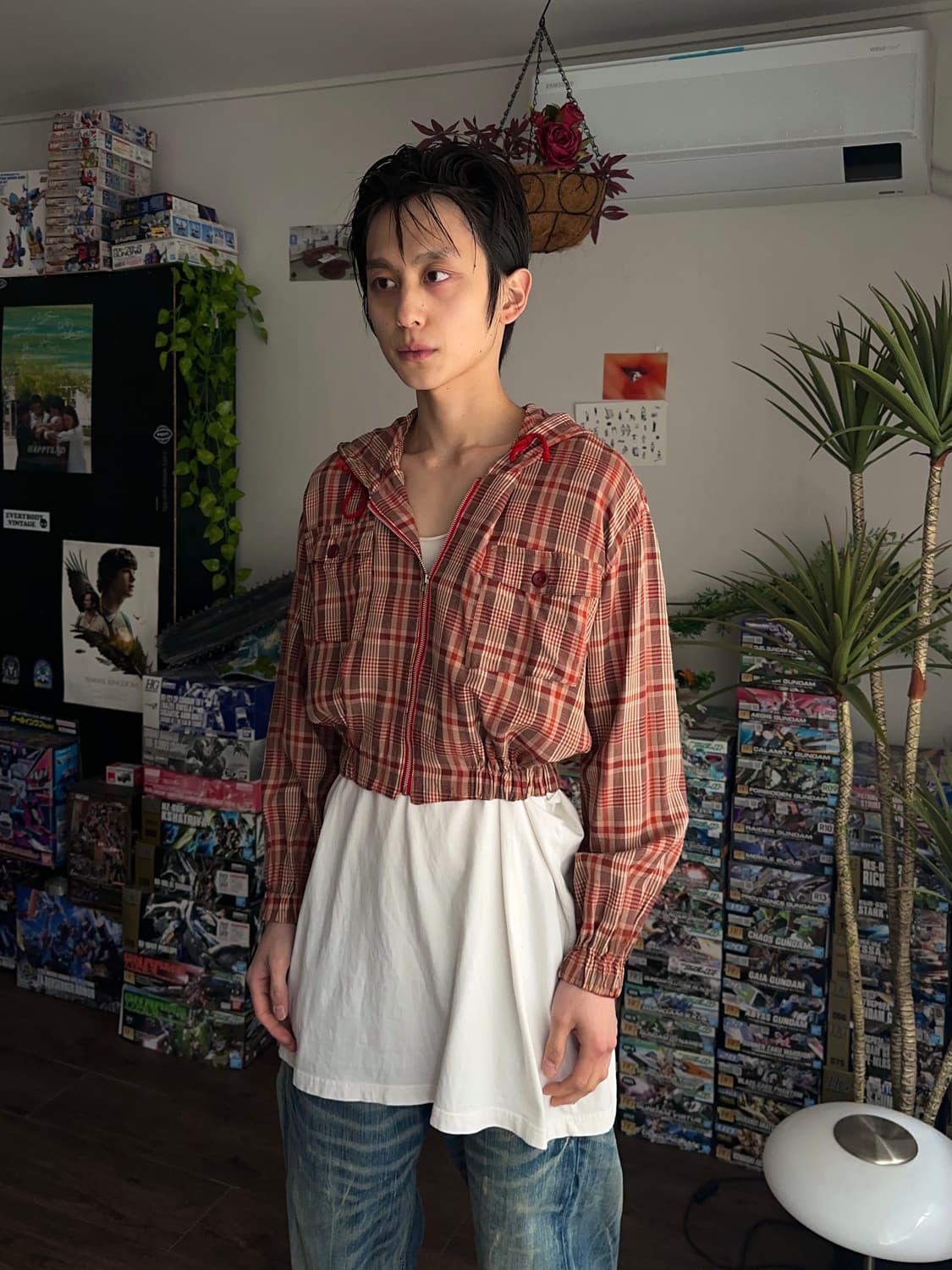 Jazz House 크롭 체크 후드 집업 상품이미지4