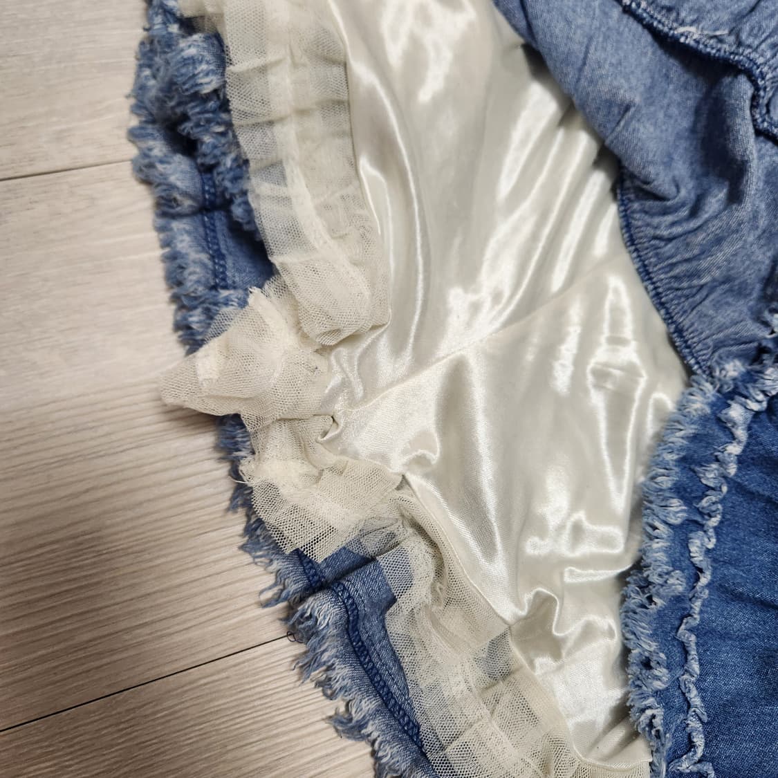 갸루 캉캉 희귀 청 데님 프릴 미니스커트 상품이미지2