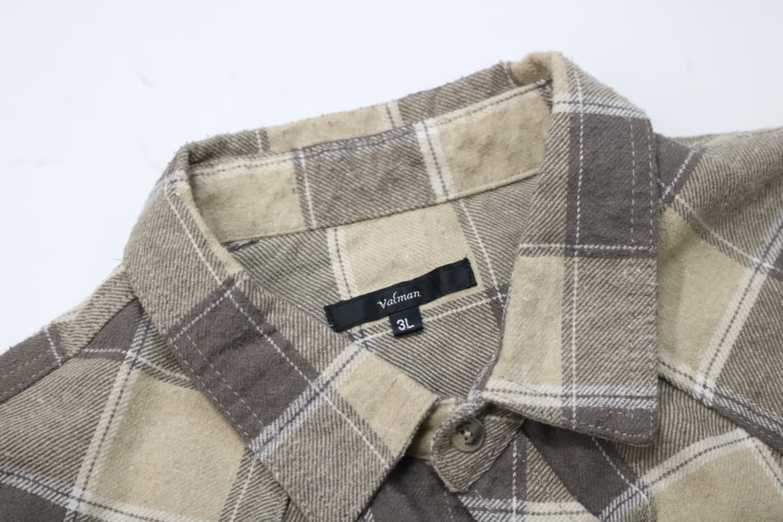 Valman 발만 웨스턴 디테일 샌드 브라운 빅체크 플란넬 셔츠 상품이미지5