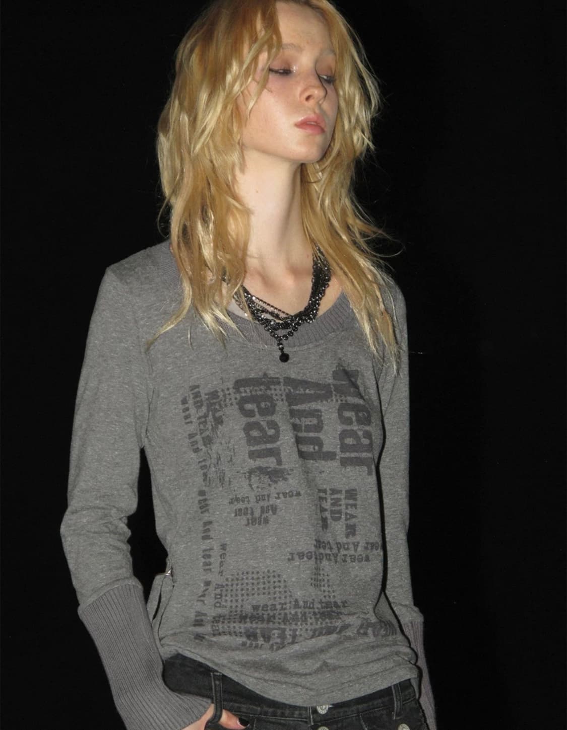 wearandtear  라운드넥 드로스트링 레트로 롱슬리브 니트티 상품이미지2