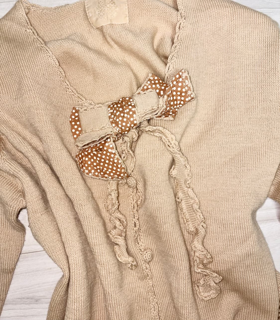 빈티지 리본 니트 가디건 라떼갸루 히메갸루 오네갸루 로걀 모리 크루빈티지 상품이미지2