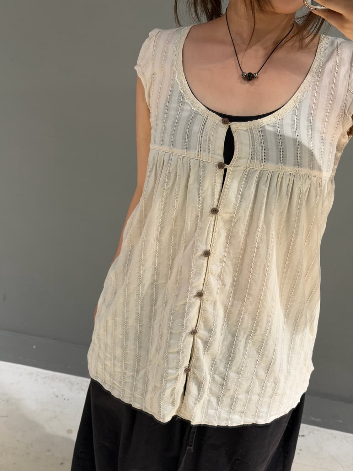 button-up stripe detail blouse 상품이미지3