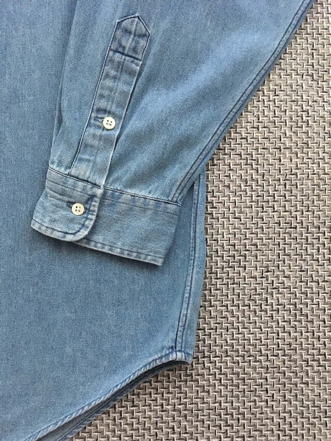 90s mid-blue washed denim bigshirts 상품이미지5