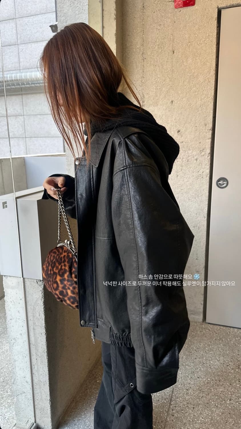 카셀 오버사이즈 레더 자켓 점퍼 cacele 상품이미지5