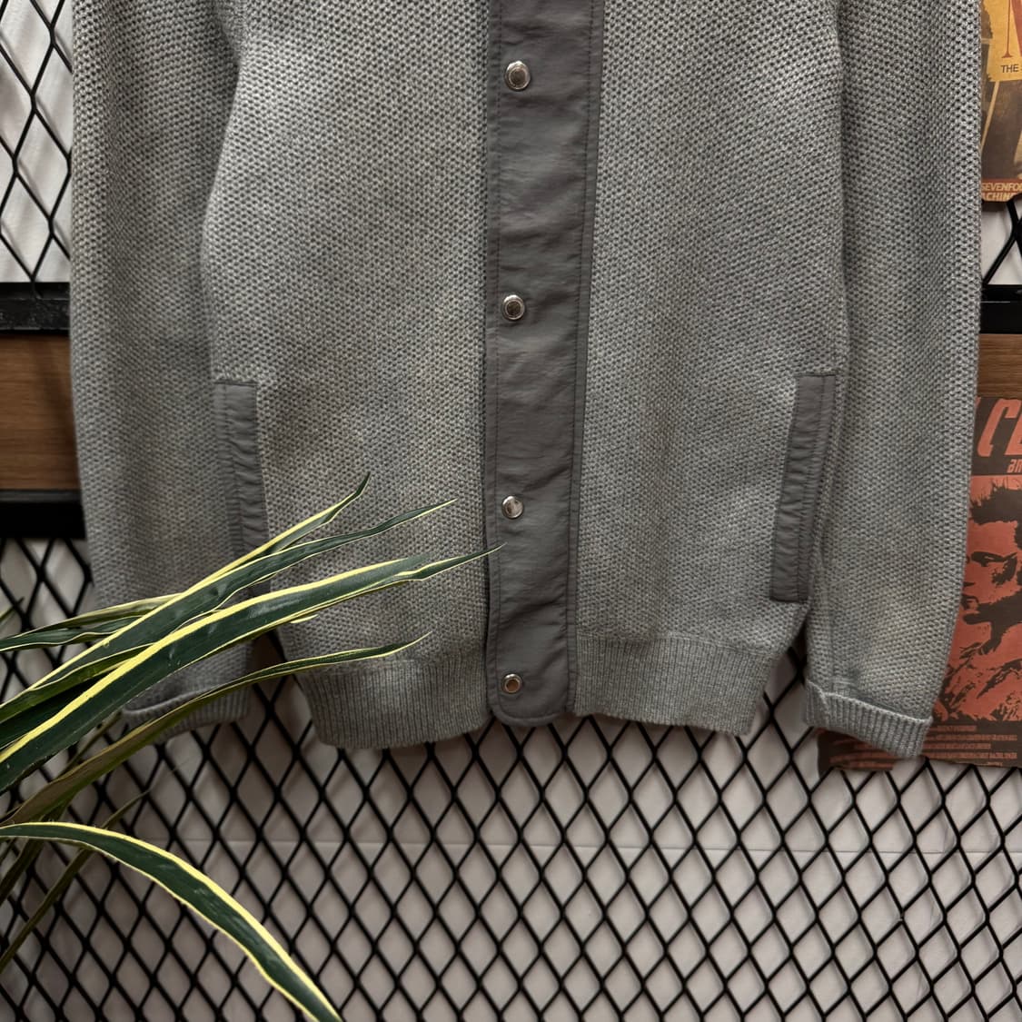 아르마니 익스체인지 숄 칼라 혼방 니트 자켓 그레이 상품이미지4