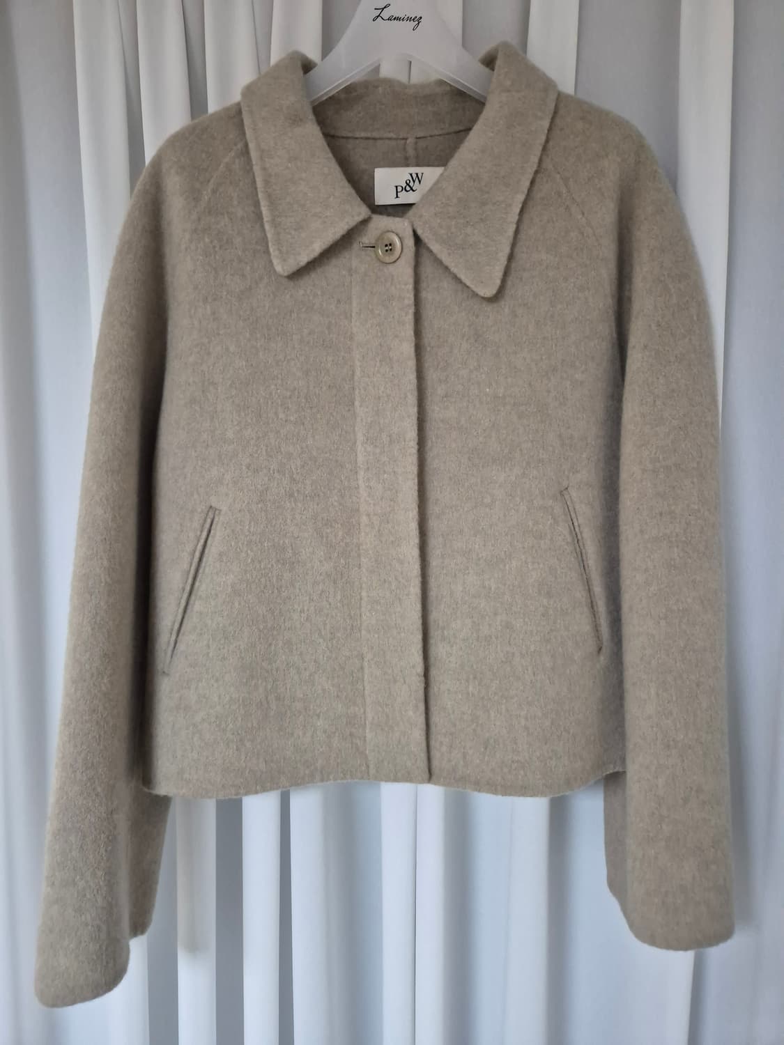 피터앤웬디 토프 숏 핸드메이드 코트 (메리노울+캐시미어) 카키베이지 색상 상품이미지8