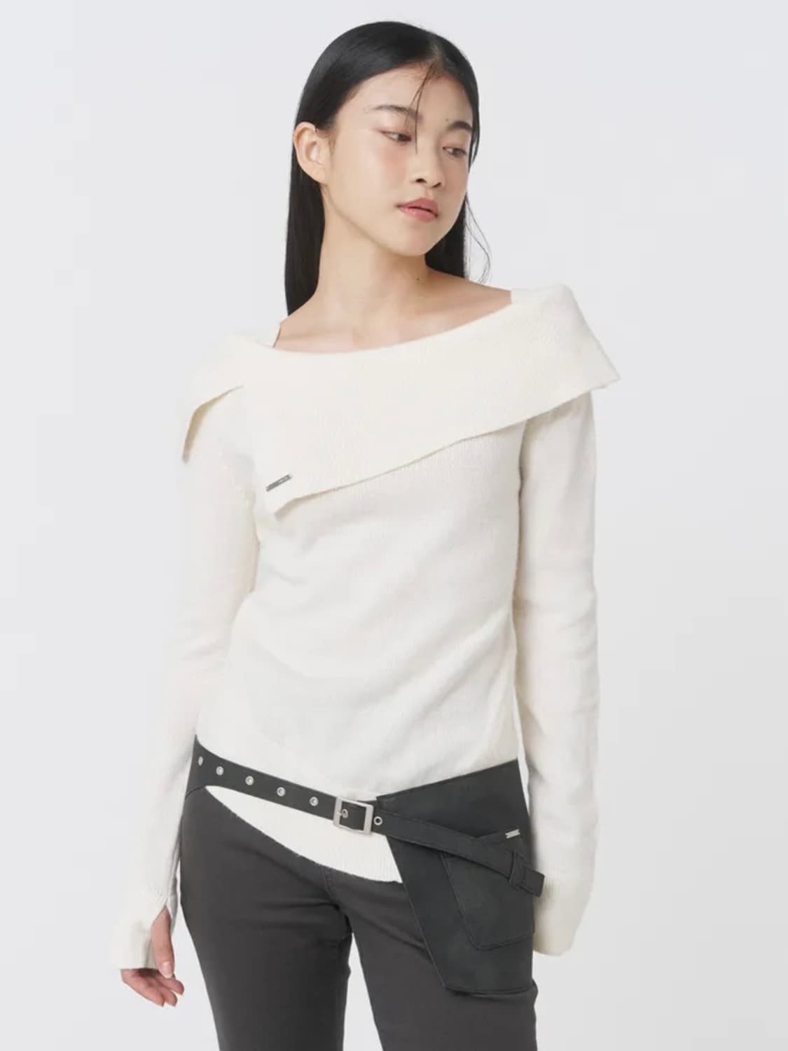 미세키서울 폴딩 레이어드 니트 아이보리 구해요 상품이미지1