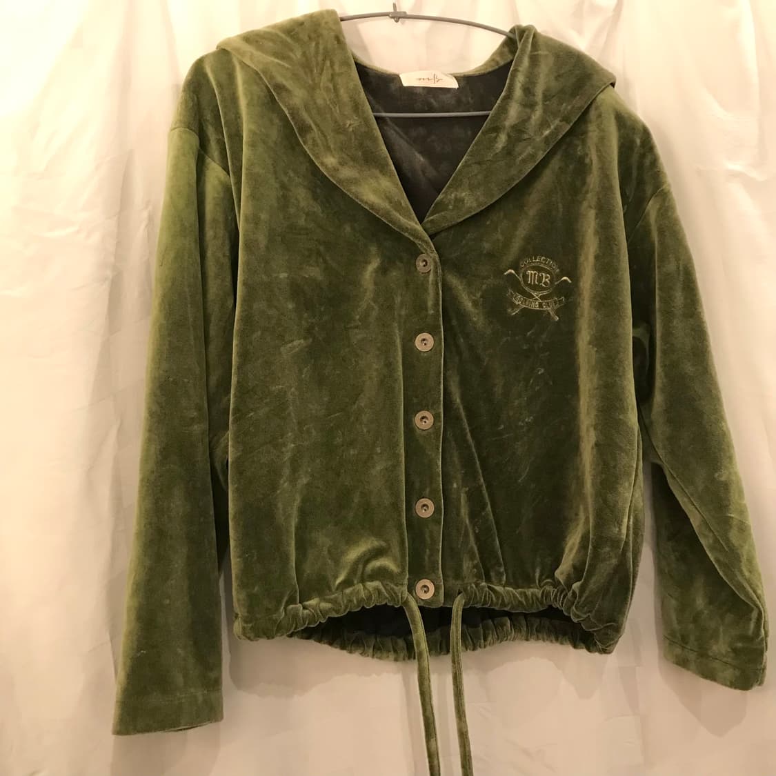 JPN Vintage 갸루 벨벳 말차 후드 가디건 상품이미지2