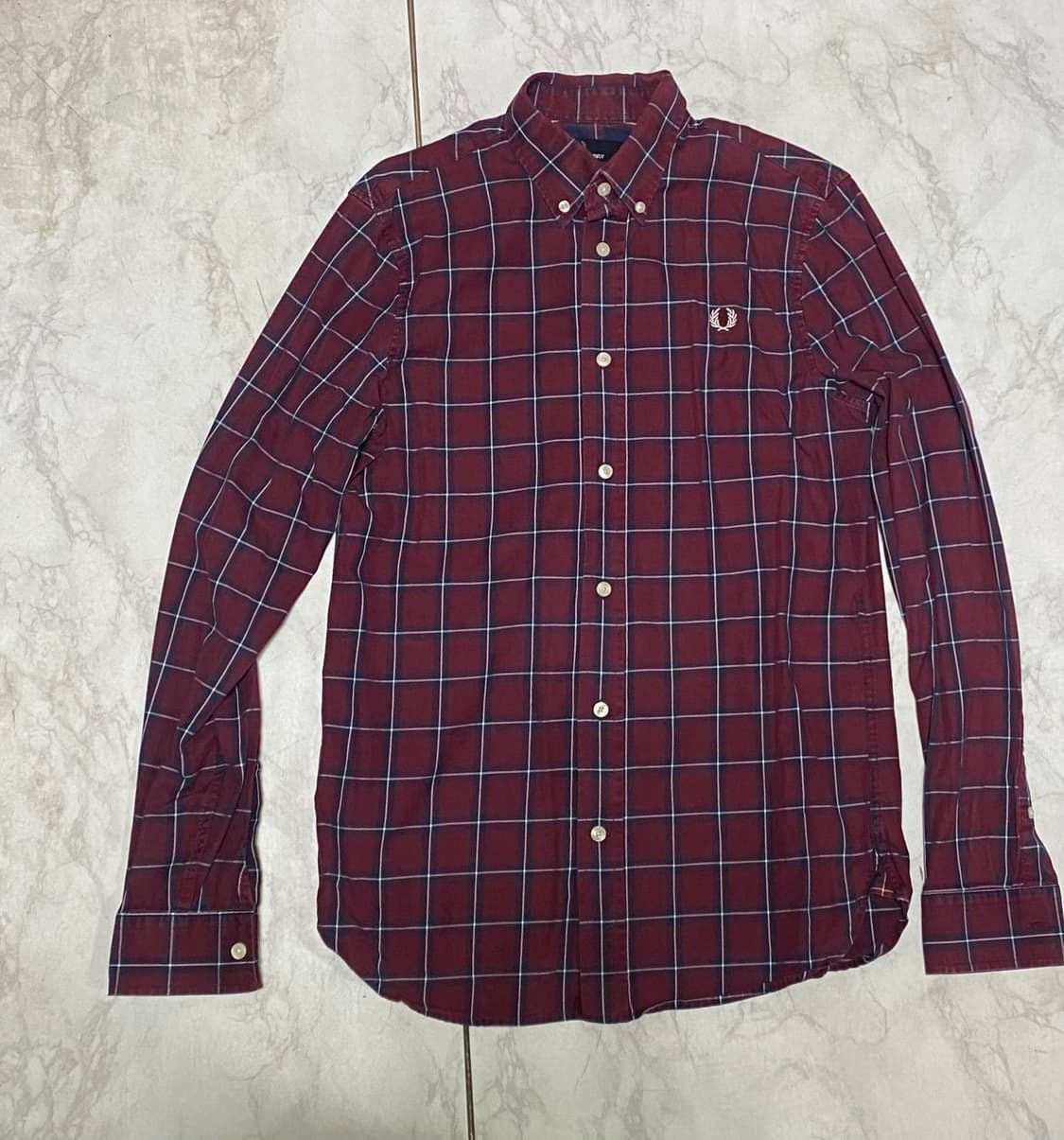 프레드페리 버건디 체크 셔츠 사이즈 95 상품이미지1