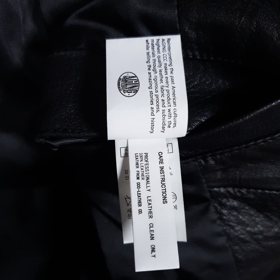 M (95) 에이징씨씨씨 카우하이드 블랙 리얼 소가죽 레더 싱글 자켓 상품이미지6