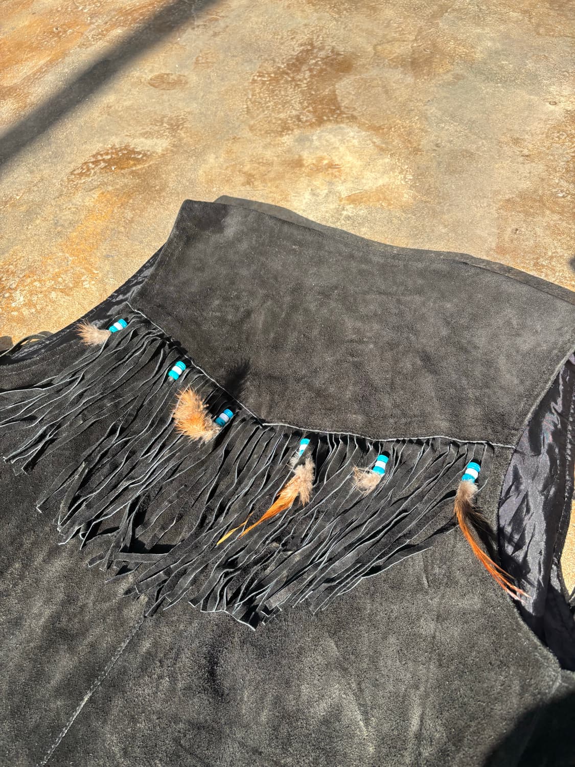 Vintage Native Style Fringe Suede Vest 상품이미지8
