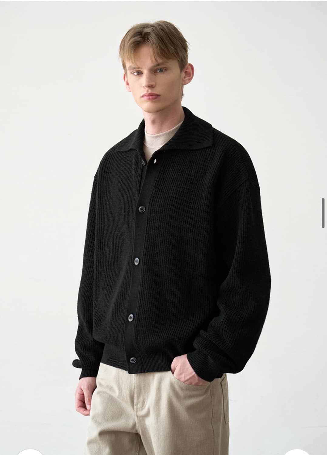 (새상품)(L) 드로우핏 벌키 울 하이넥 니트 가디건 [BLACK] 판매 상품이미지5
