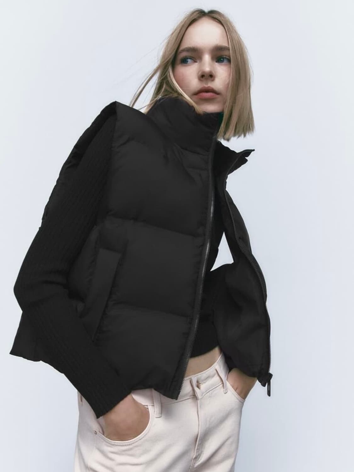 자라 패딩 조끼 베스트 블랙 XS 상품이미지1