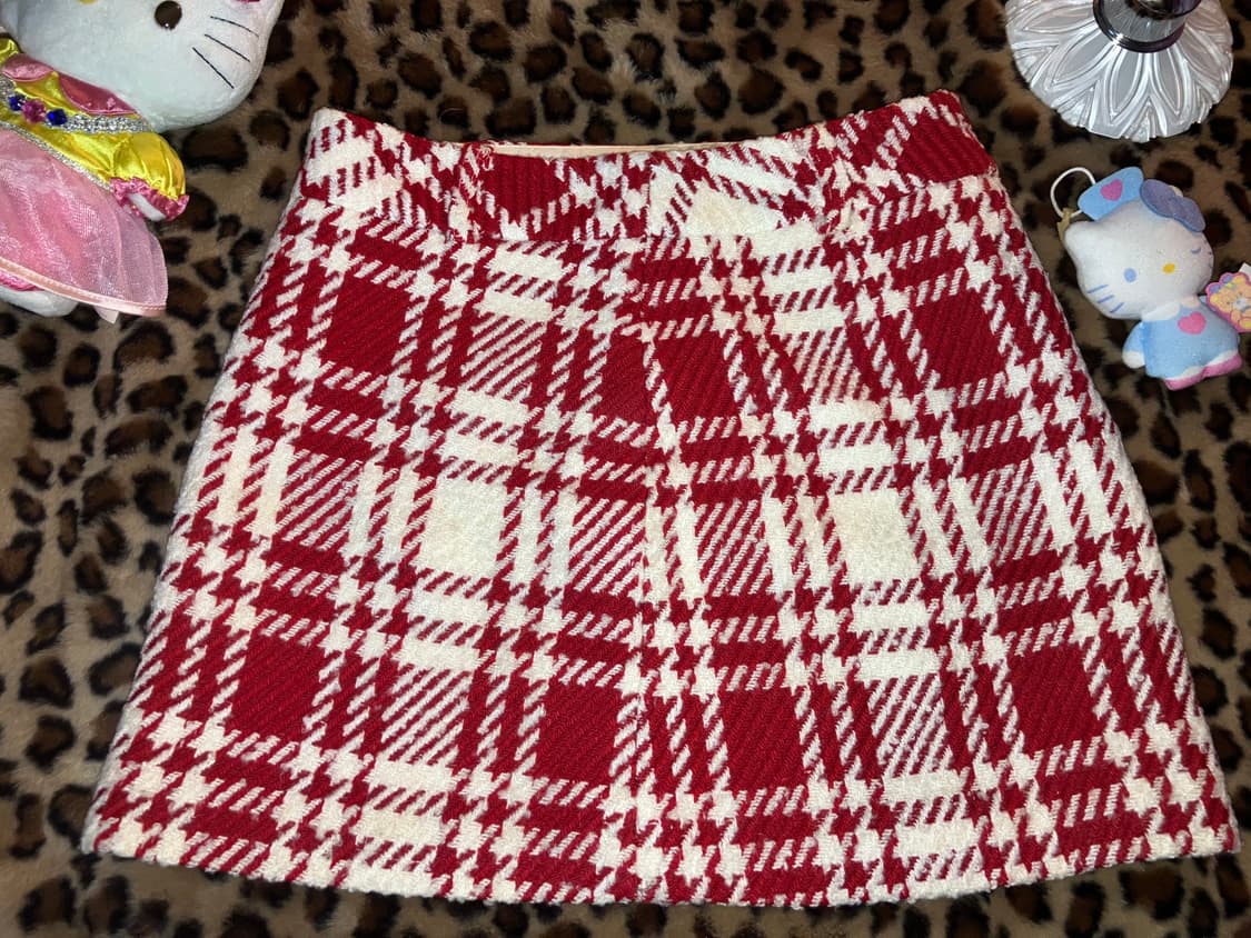 jpn 레드 체크 트위드 스커트 상품이미지2