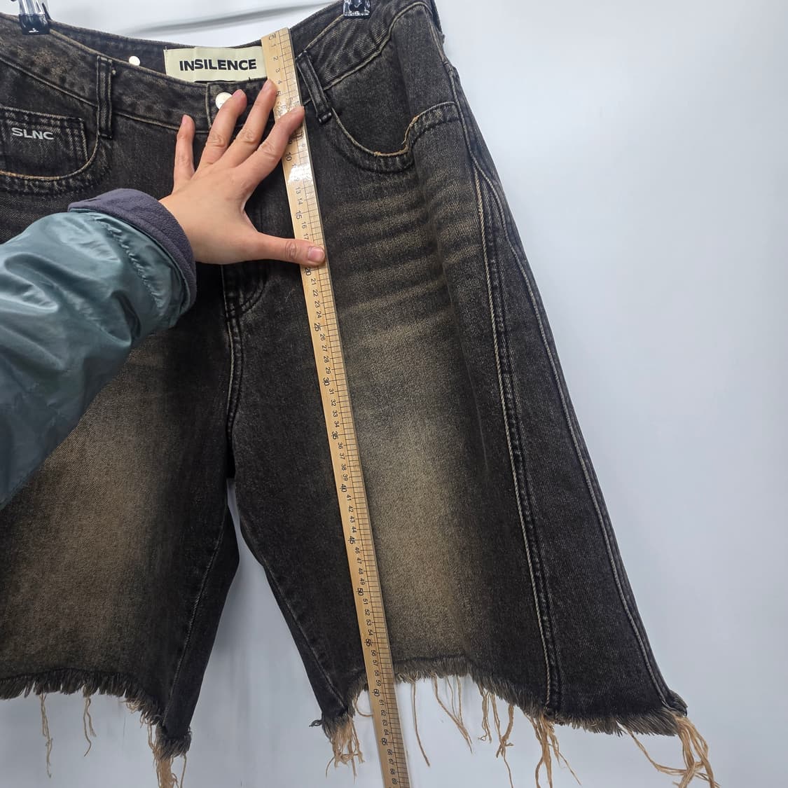 INSILENCE 데님 쇼츠 와이드 컷팅 데님 반바지 상품이미지8