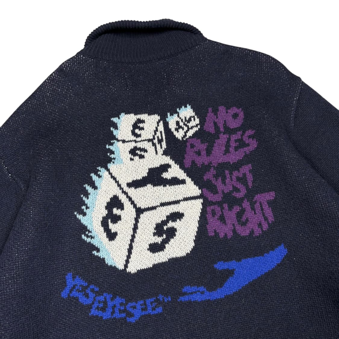 예스이이씨 네이비컬러 다이스 니트 집업 상품이미지2