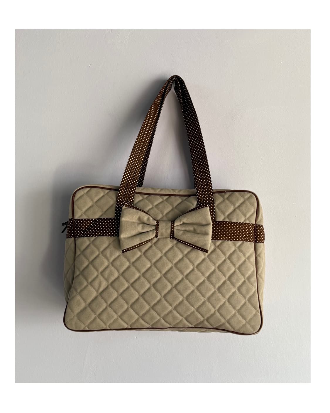 나라야 브라운 도트 리본 숄더백 모리걸 라떼맛  상품이미지1