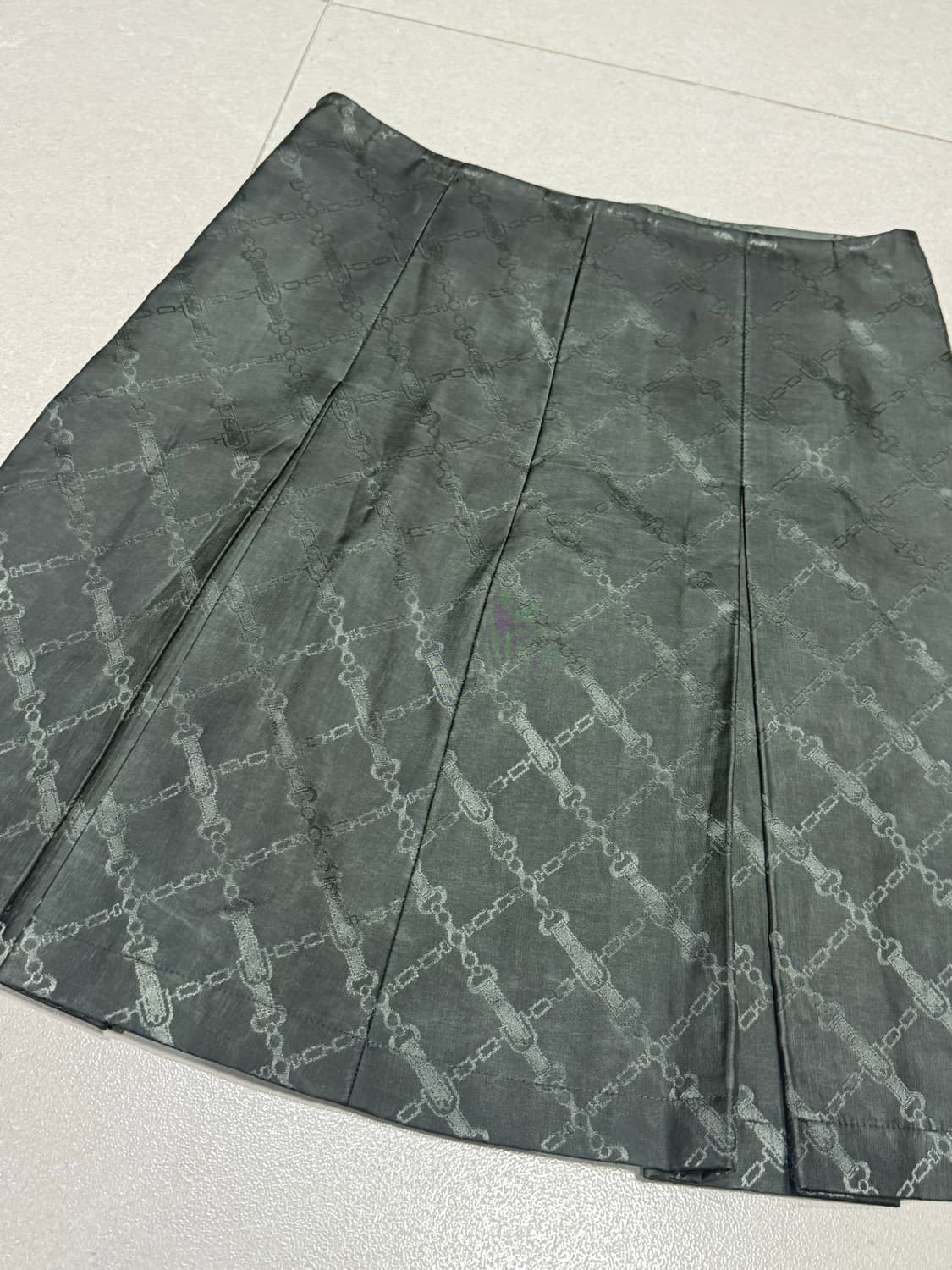 2000 준야 와타나베 새틴 원단 음각 쇠사슬 패턴 스커트 치마 상품이미지3