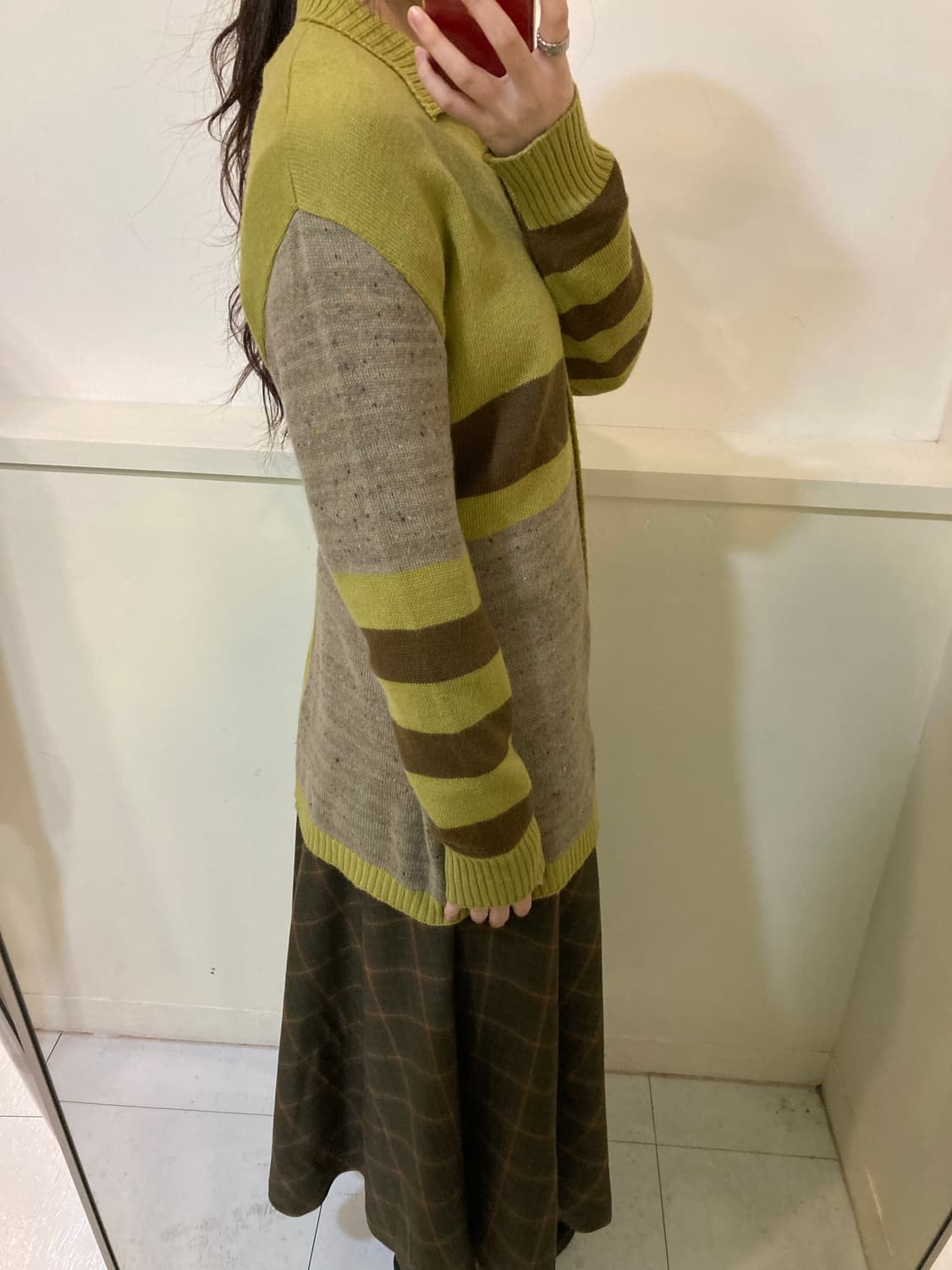 빈티지 그린 스트라이프 가디건 상품이미지10