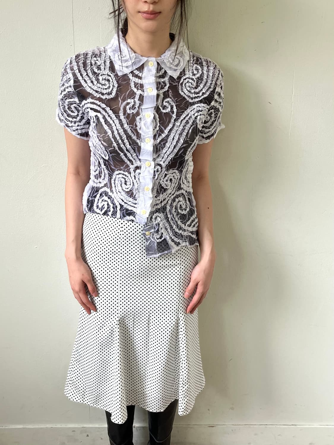 Japan vtg 시스루 셔츠 상품이미지5