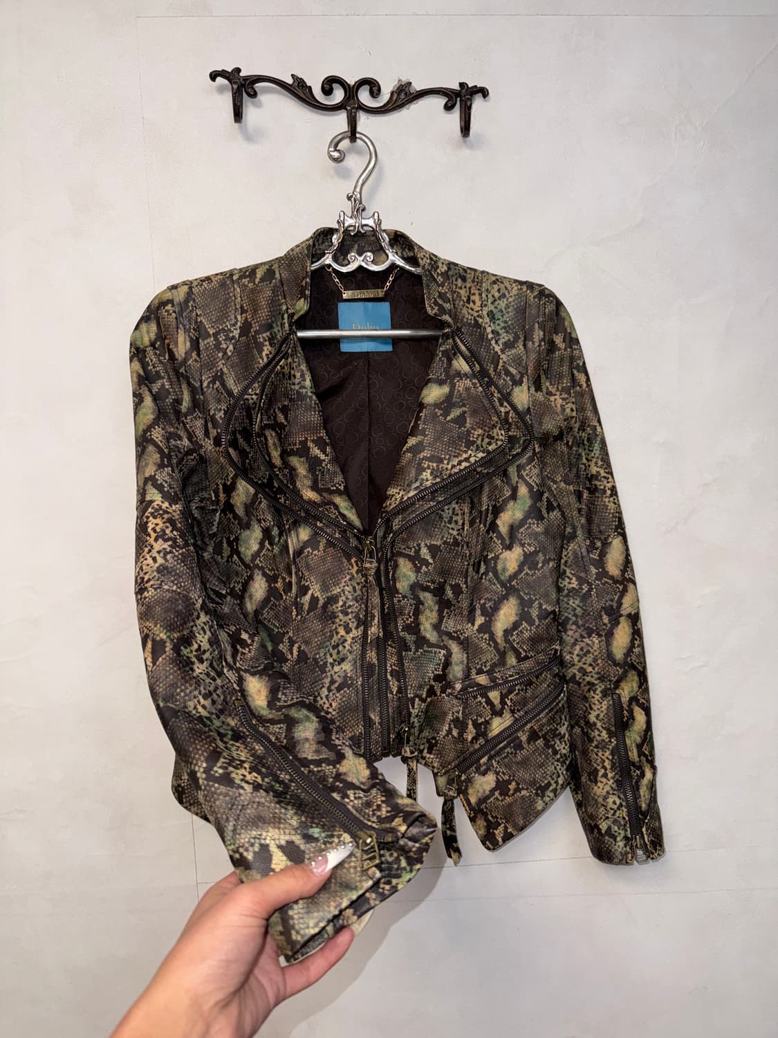 DOHO khaki brown goat skin python jacket 상품이미지5