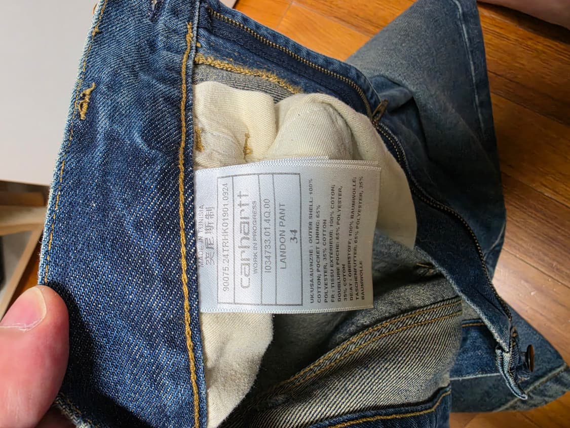 칼하트 Wip 랜든 팬츠 블루 원 워시드 34 상품이미지4