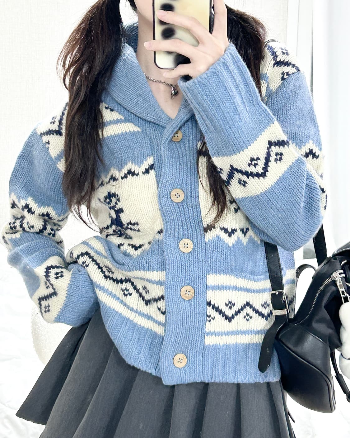 빈티지 노르딕 소라 헤비울 가디건 상품이미지3