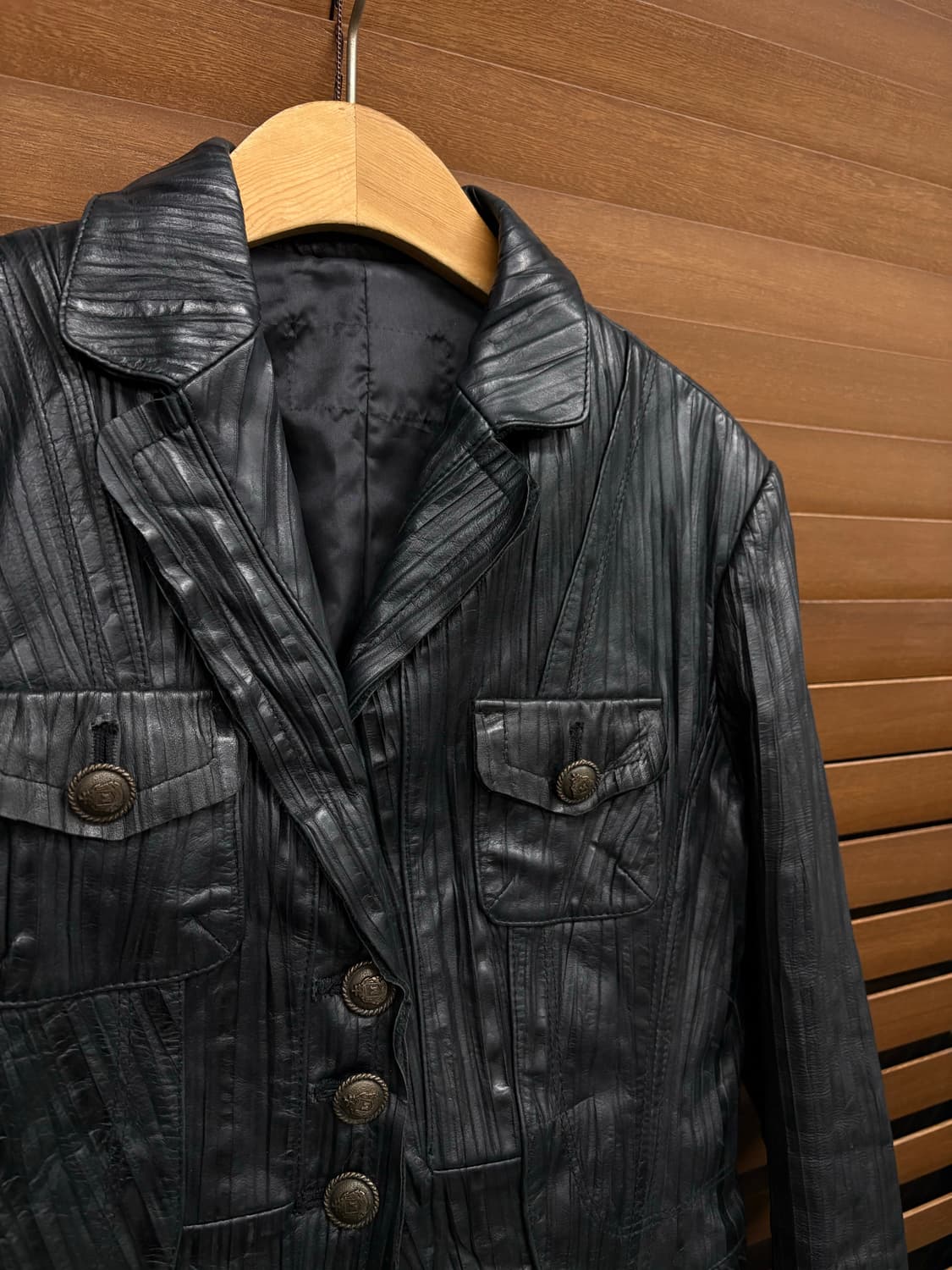빈티지 플리츠 가죽 블레이저 자켓 상품이미지5
