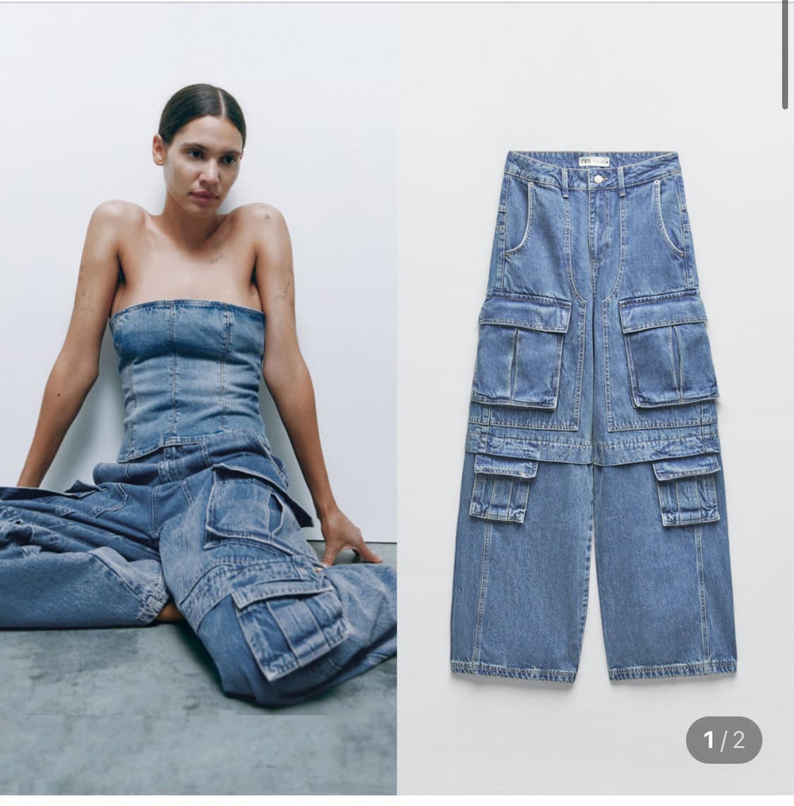 38사이즈 자라 ZW 하이웨스트 카고 팬츠 9632/072 상품이미지3