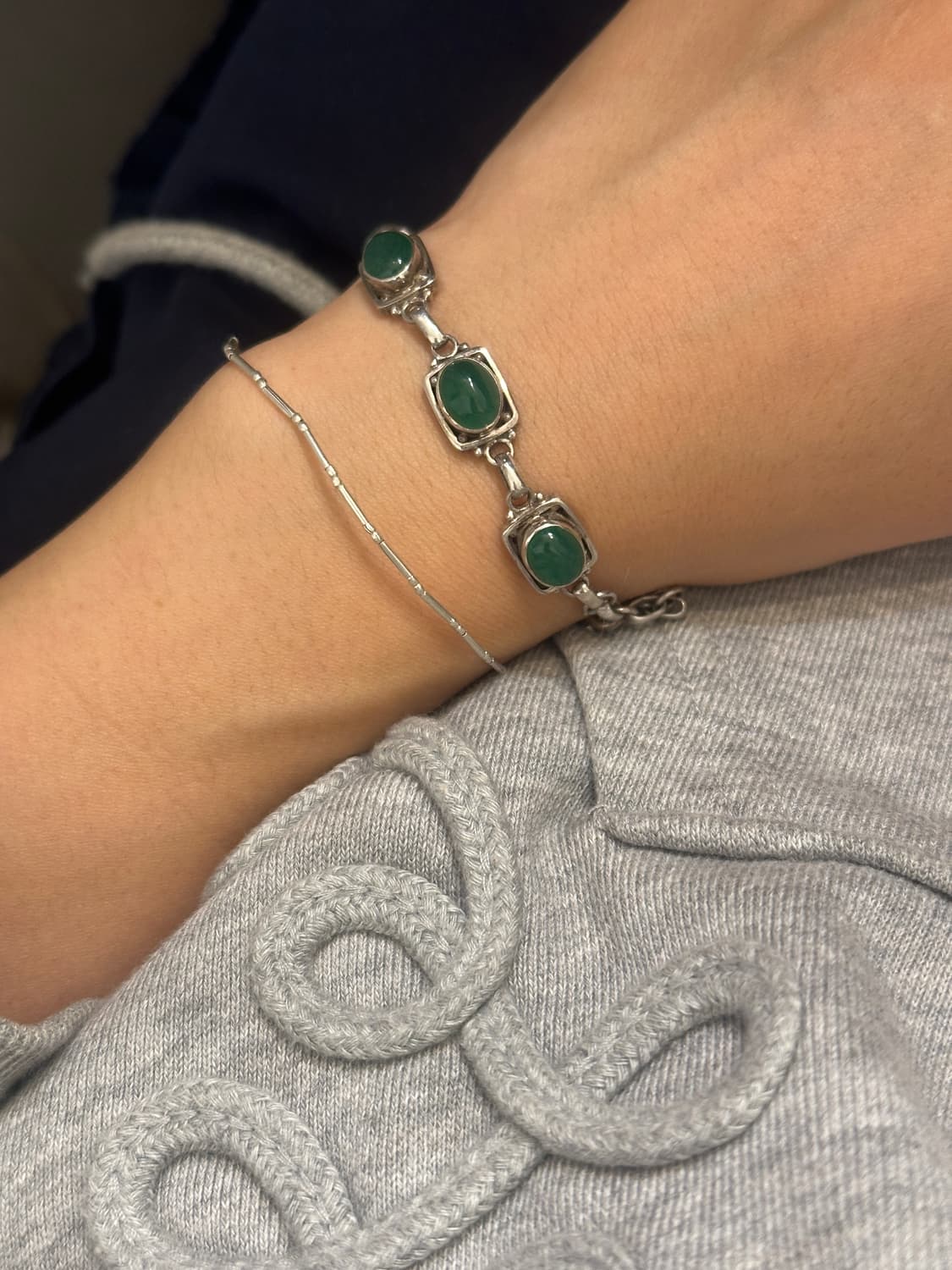 Vintage Green Quartz 925Silver Bracelet 상품이미지6