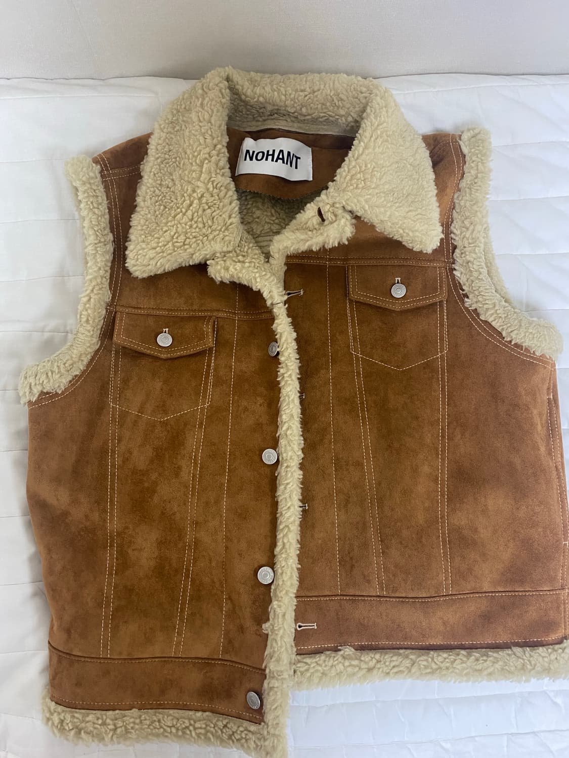 NOHANT 스웨이드 무스탕 조끼 브라운 급(처) 상품이미지2