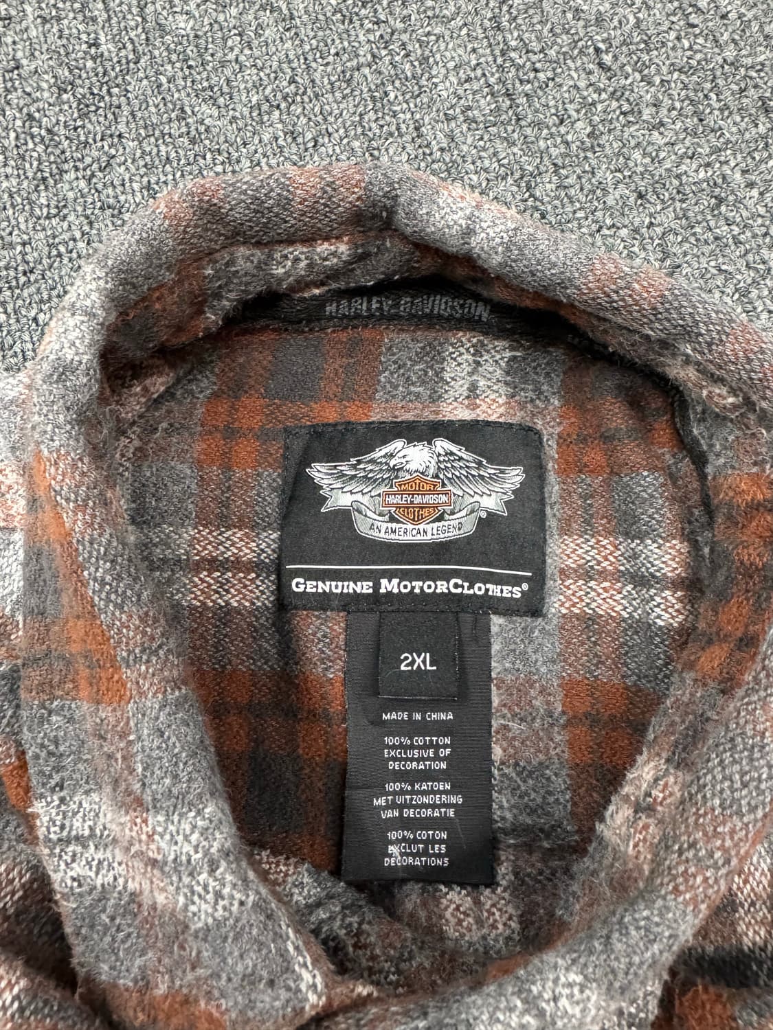 2XL)할리데이비슨 빈티지 자수 플란넬 체크 긴팔셔츠 상품이미지5