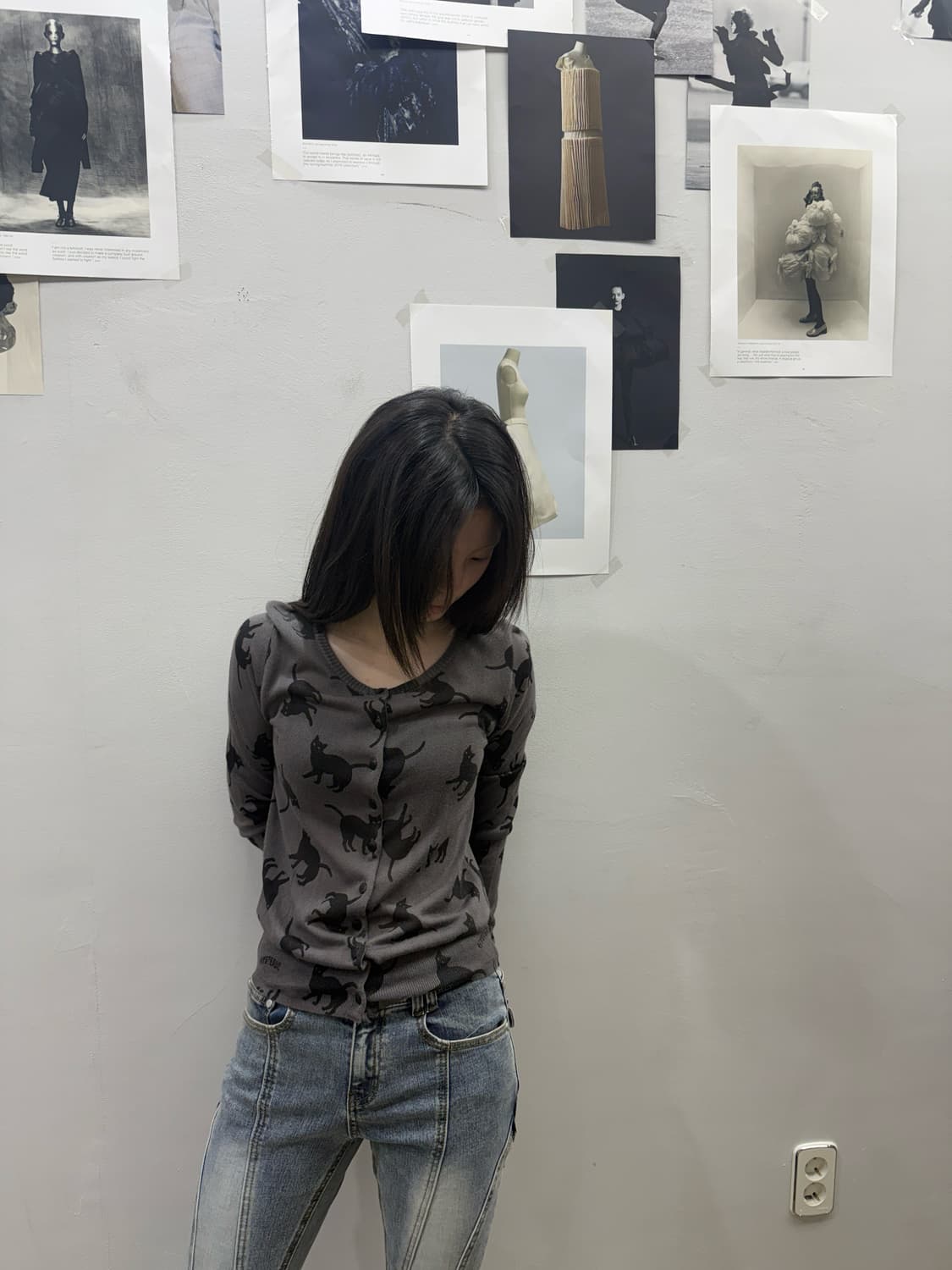 히스테릭 글래머 고양이 패턴 가디건 상품이미지7