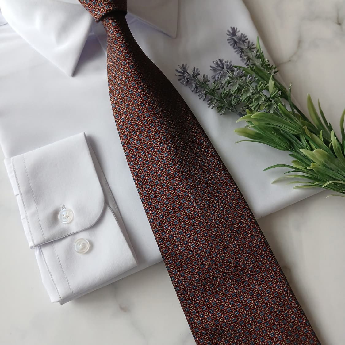 짐톰슨 실크 브라운 다이아몬드패턴 넥타이 9.6cm A+등급 A18817 상품이미지4