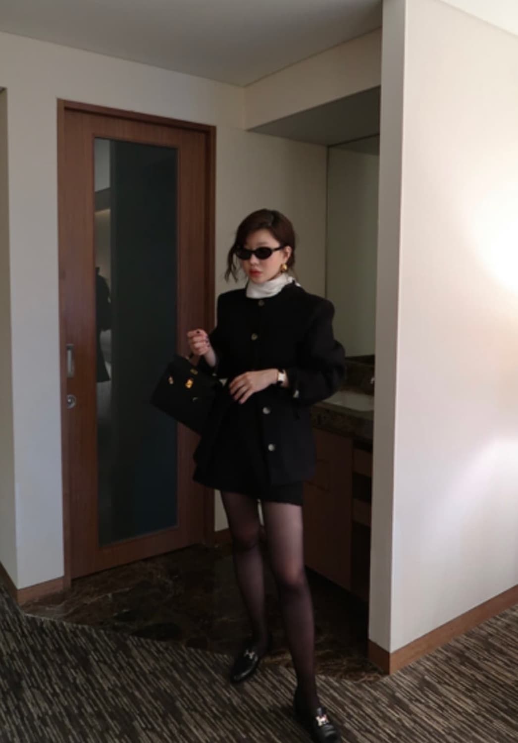 프레클 알파카 노카라 자켓 블랙  상품이미지3