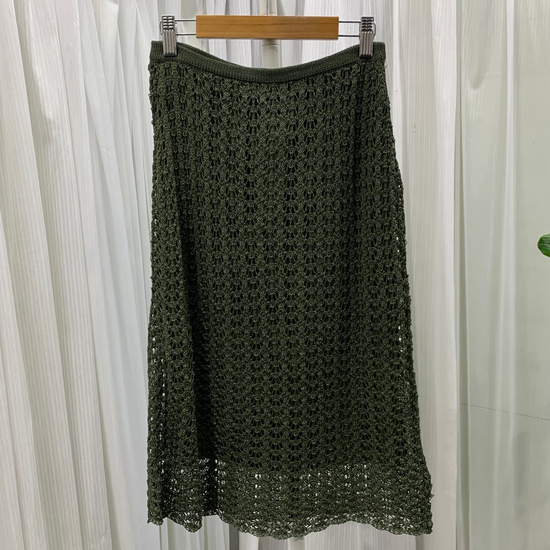 아네스베 AGNES B 카키 크로셰 니트 미디 스커트 1749 상품이미지1