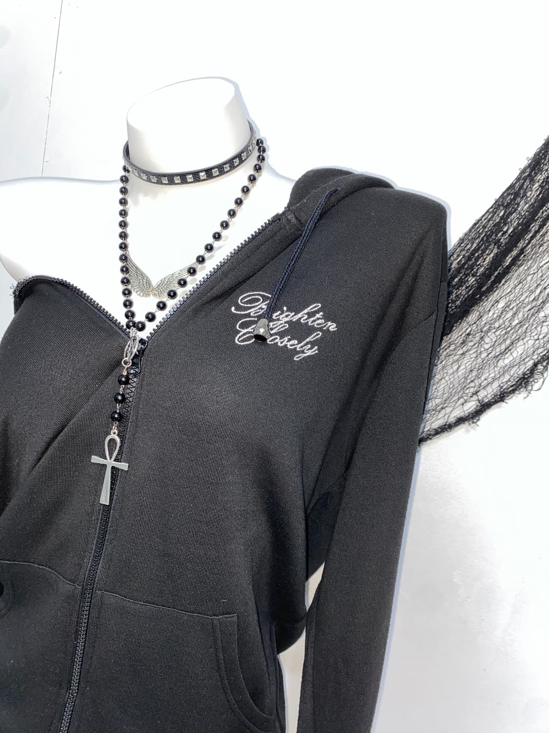 ꒰ঌ GALYGE 십자가 큐빅 후드집업 ໒꒱ 상품이미지4