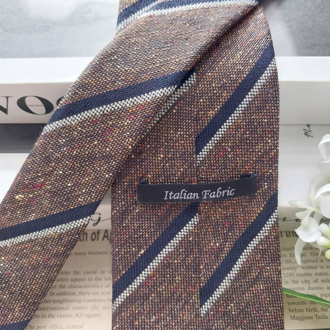 에스티듀퐁 넥타이 브라운 스트라이프 8.2cm A+등급 K2205 상품이미지6