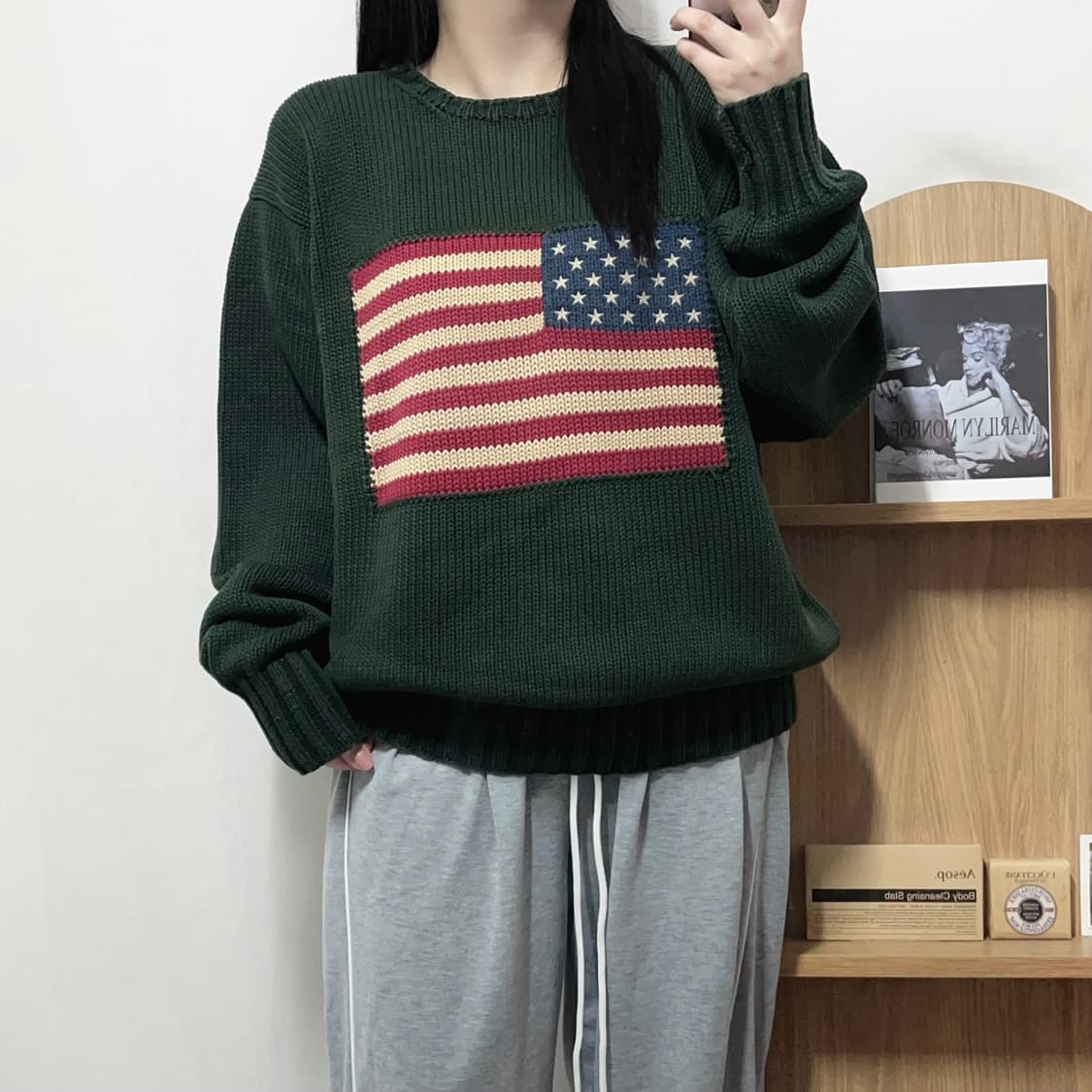 [정품] 폴로 딥그린 성조기 짜임 니트 [ L ] 상품이미지1